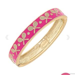 Briar Tennis Racquet Enamel Hinge Bangle in Pink NWT